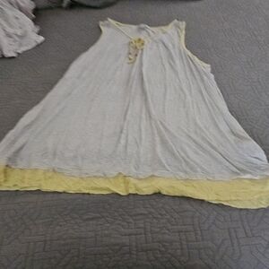 Women's Summer Soft Pj Set. Tank And Shorts. Stretchy. Yellow White And Grey  2x